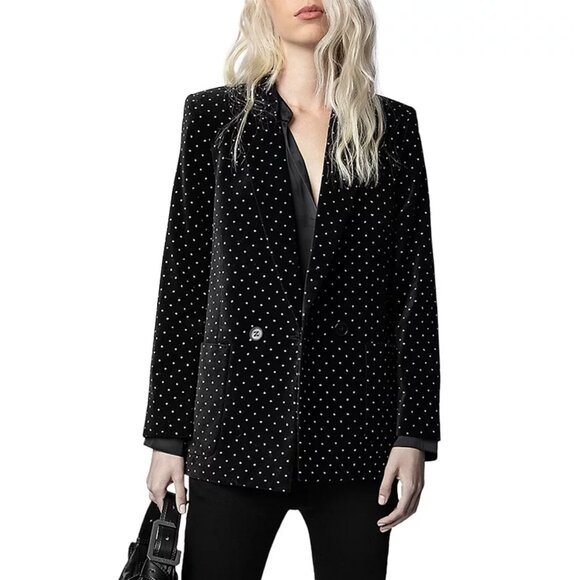 NWT Zadig & Voltaire | Visko Velvet Glitter Dots Blazer - Picture 1 of 16